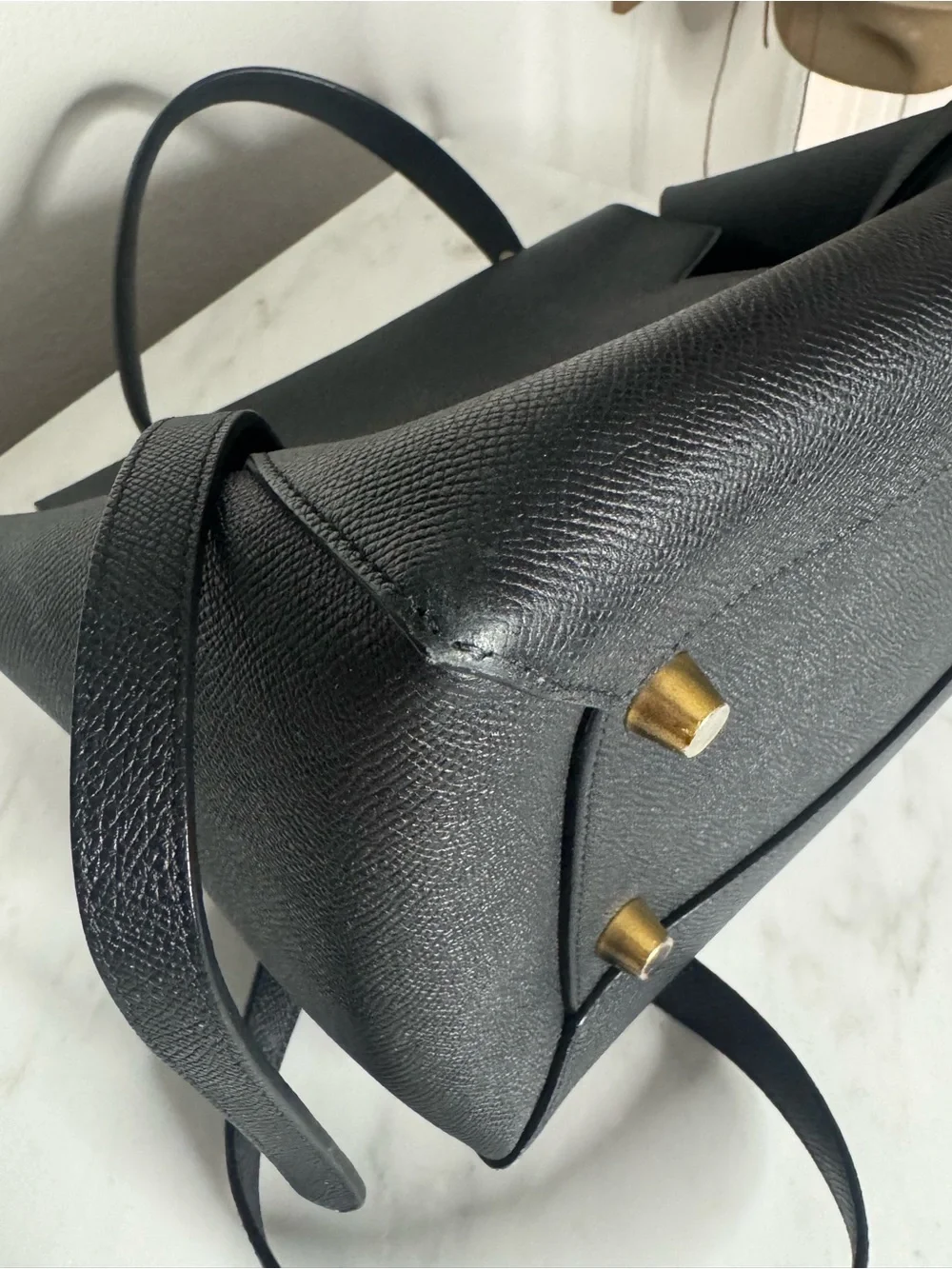 Céline Celine Belt Bag Leather 2 Way Handbag Black EUC